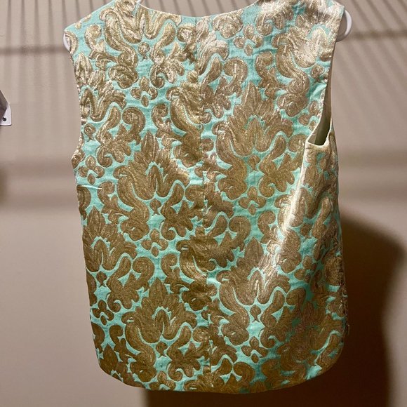 J. Crew Metallic Overlay Jacquard Top - Size 2 - Picture 3 of 3